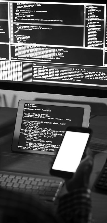 coding and programing PC tablet phone iPad iPhone grayscale black and white