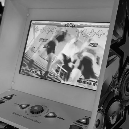 Dance machine song step creation grayscale black and white